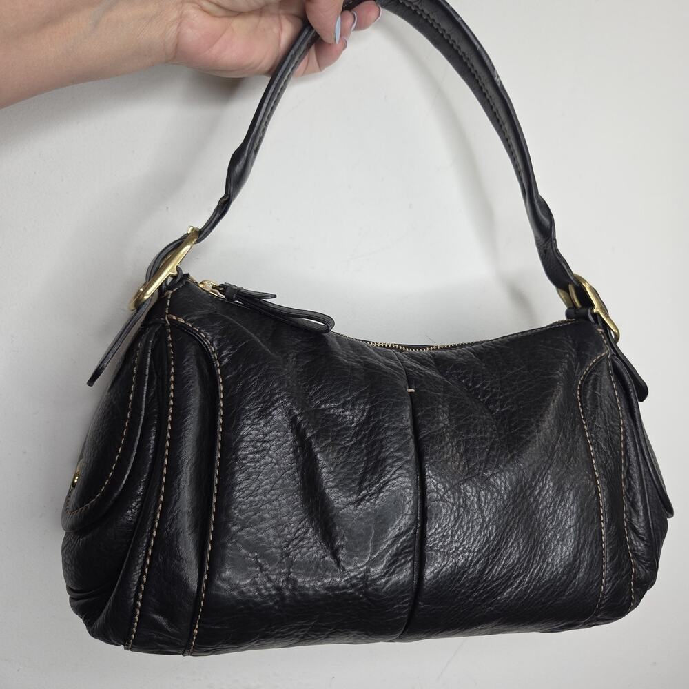 TUMI Black Soft Leather Shoulder bag Purse Magnetic Closure Adjustable